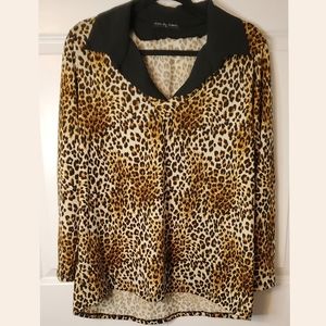 Cheetah Print Collared Top